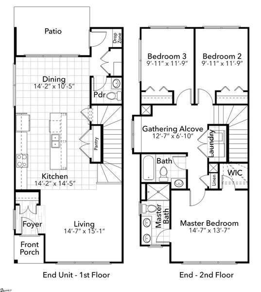 2D floor plan layout of this home in Renaissance Place, Greenville, SC (Image 5).