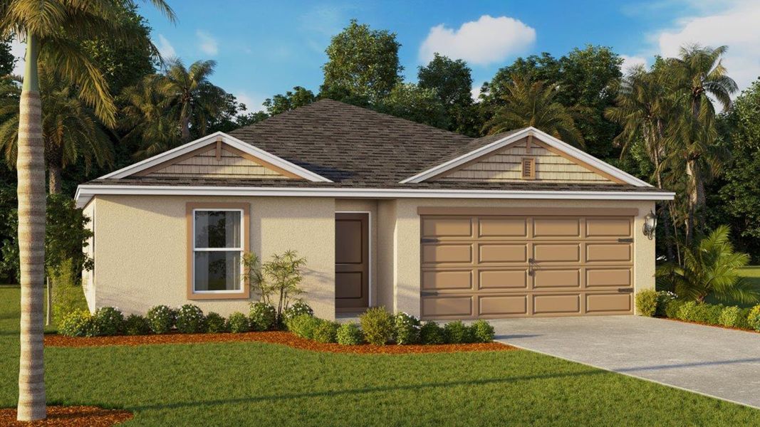 Representative exterior photo of a completed home built from the FREEPORT II by D.R. Horton in Magnolia Pointe, Umatilla, FL (Image 4).
