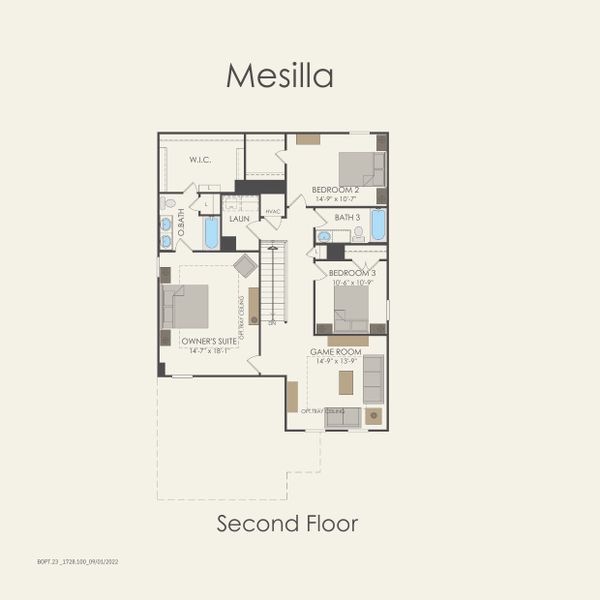 2D floor plan layout for the Mesilla by Centex in Vantage, San Marcos, TX (Image 4).
