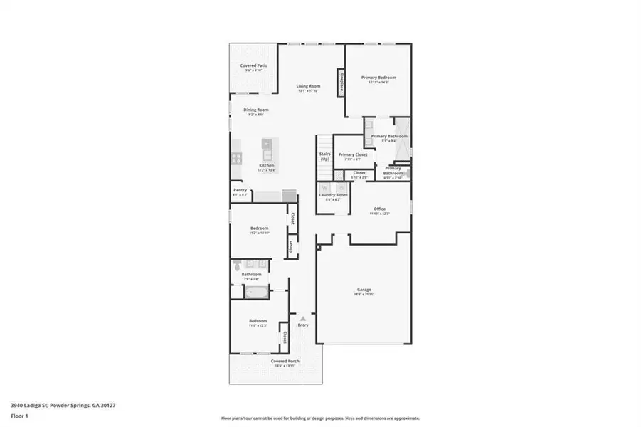 2D floor plan layout of this home in Westmont Preserve, Powder Springs, GA (Image 4).
