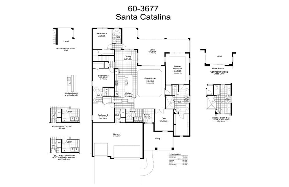 2D floor plan layout for the Santa Catalina by Neal Communities in SkySail, Naples, FL (Image 3).