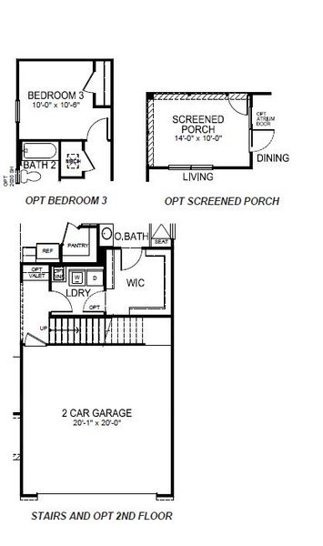 2D floor plan layout for the Bristol by D.R. Horton in Harrison Valley, Simpsonville, SC (Image 6).