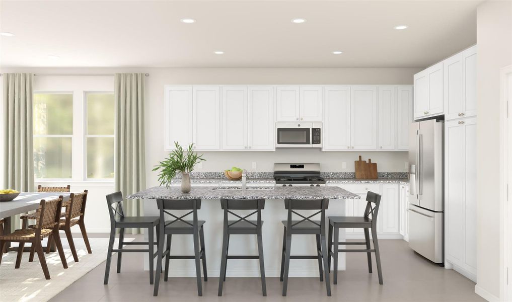 Stylish island kitchen (*Artist rendering used for illustration purposes only.)