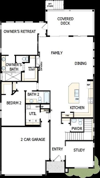 2D floor plan layout of this home in Cloverleaf – Mountainview Collection, Monument, CO (Image 2).