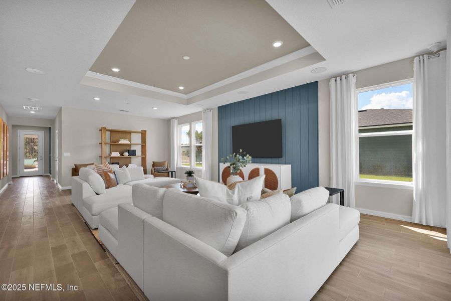 Furnished interior view inside a new home in Del Webb Wildlight, Yulee (Image 11). Furnished interior view inside a new home in Del Webb Wildlight, Yulee (Image 11).