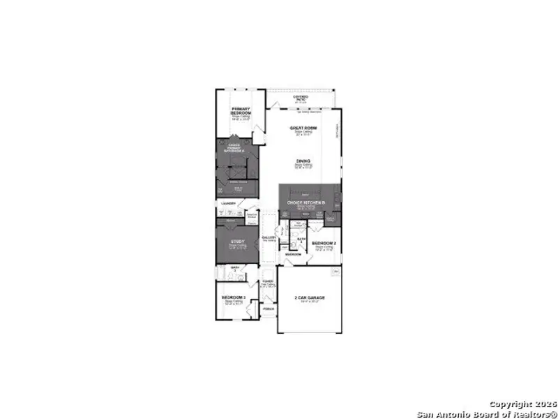 2D floor plan layout of this home in Parklands Estates, Schertz, TX (Image 2).