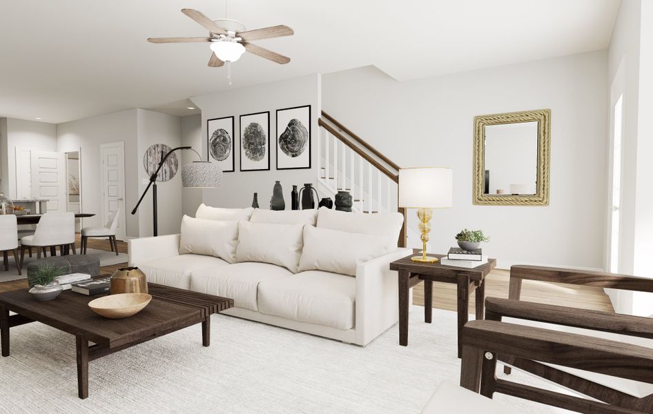 Open Concept Family Room in The Harrington Townhome Near Nashville