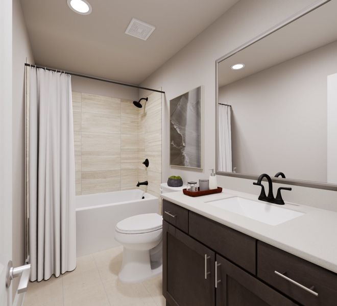 Representative furnished interior of a home built from the Ember by Tri Pointe Homes in The Meadows, Denton (Image 17).