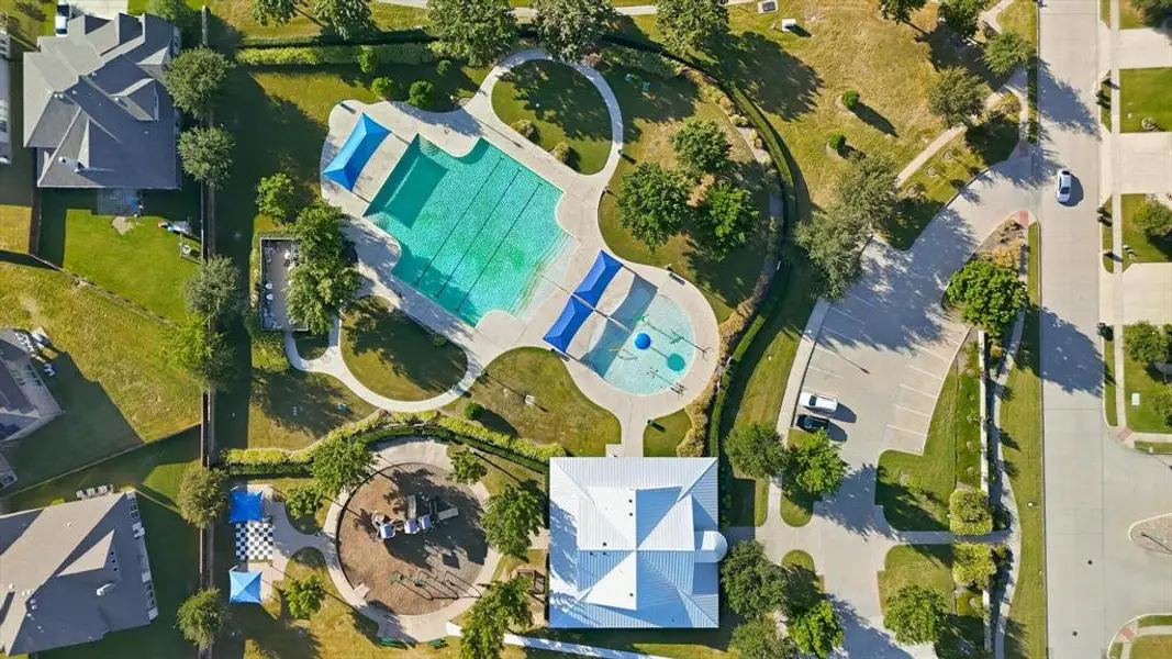 Aerial view of community center and pool at Fox Hill and Quick Silver Aerial view of community center and pool at Fox Hill and Quick Silver