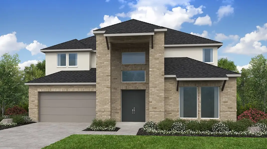 Representative exterior photo of a completed home built from the Tanner by Taylor Morrison in Blue Creek Trails, Richmond, TX (Image 2). Representative exterior photo of a completed home built from the Tanner by Taylor Morrison in Blue Creek Trails, Richmond, TX (Image 2).