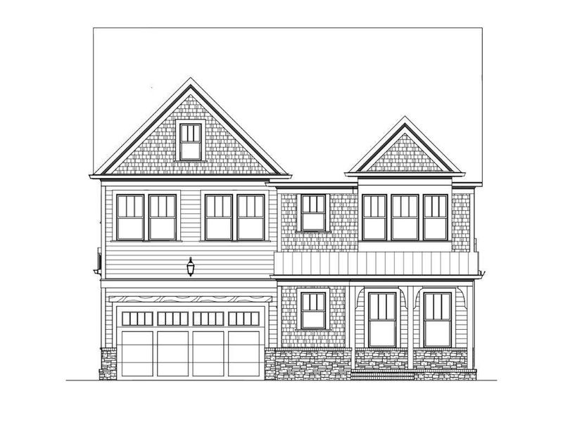 Front exterior of a new home in South on Main, Woodstock, GA, highlighting curb appeal (Image 2).