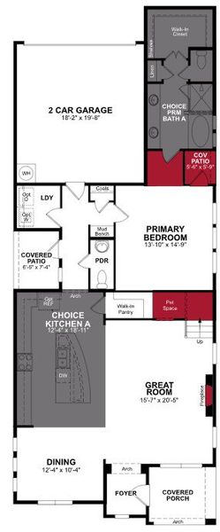 2D floor plan layout of this home in Treeline, Justin, TX (Image 2).
