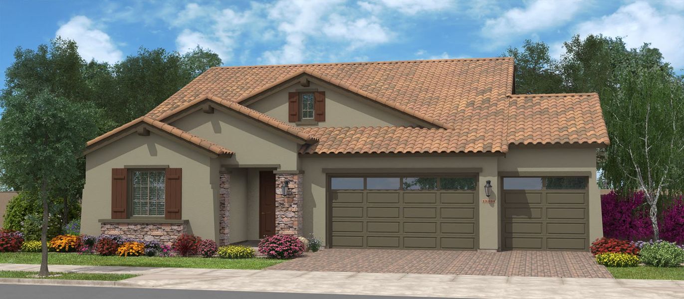 Representative exterior photo of a completed home built from the Harris Beach Super Garage w/Loft by Fulton Homes in Sonoma Coast at Escalante, Surprise, AZ (Image 5).