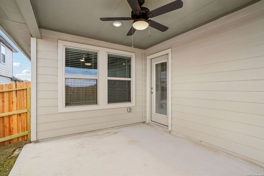 Exterior details and patio area of a home in Legendary Trails - Premier Series, Cibolo (Image 21).