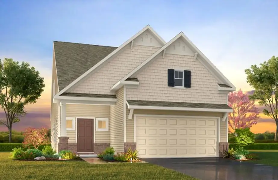 Representative exterior photo of a completed home built from the Wade by True Homes in Edgewater - The Links, Lancaster, SC (Image 1). Representative exterior photo of a completed home built from the Wade by True Homes in Edgewater - The Links, Lancaster, SC (Image 1).