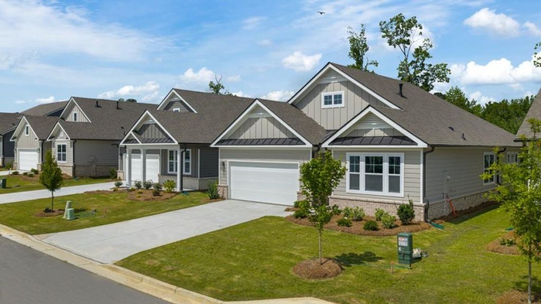 Front exterior of a new home in Hamptons at Riverwood North, Dallas, GA, highlighting curb appeal (Image 29).