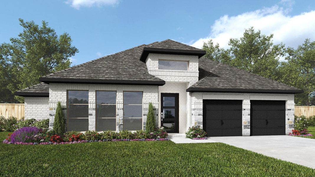 Front exterior of a new home in Sienna, Missouri City, TX, highlighting curb appeal (Image 1). Front exterior of a new home in Sienna, Missouri City, TX, highlighting curb appeal (Image 1).