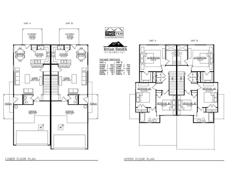 2D floor plan layout for the Duplex 5736 by TwoTen Communities in Emma Park, Buda, TX (Image 4).