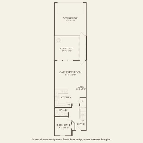 2D floor plan layout for the Trailwood - Interior Unit by Pulte Homes in Silverleaf Oaks, Winter Garden, FL (Image 4).