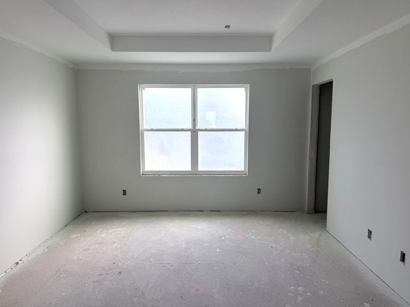 Primary bedroom featuring a tray ceiling - under construction
