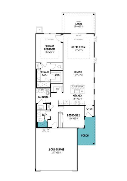 2D floor plan layout of this home in RiverTown - WaterSong, St. Johns, FL (Image 4).