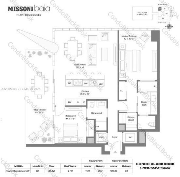 2D floor plan layout of this home in Missoni Baia, Miami, FL (Image 5).