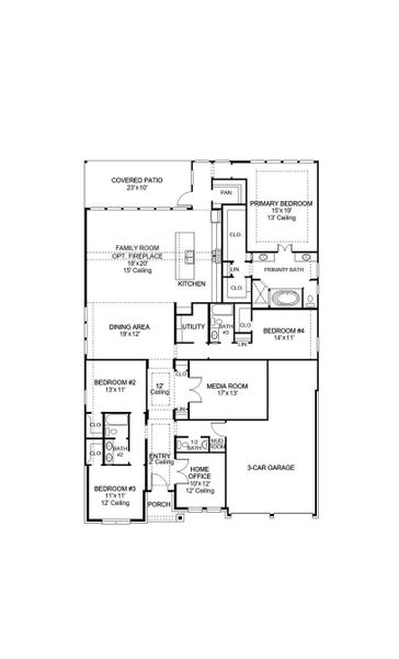 2D floor plan layout of this home in Easton Park 60', Austin, TX (Image 2).