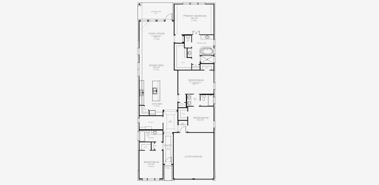 2D floor plan layout for the 2188W by Perry Homes in Veramendi, New Braunfels, TX (Image 3).