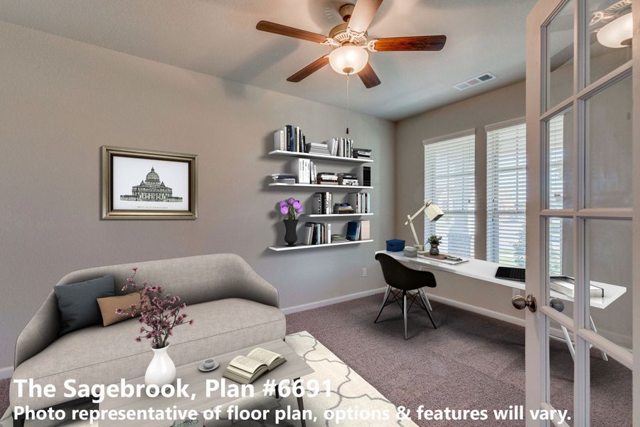 Representative furnished interior of a home built from the The Sagebrook by David Weekley Homes in Myrtle Creek, Waxahachie (Image 7). Representative furnished interior of a home built from the The Sagebrook by David Weekley Homes in Myrtle Creek, Waxahachie (Image 7).