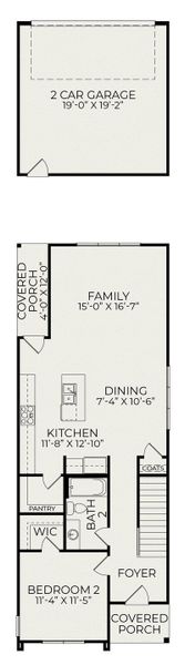 2D floor plan layout for the Ember C by Homes by Dickerson in Chatham Park, Pittsboro, NC (Image 3).