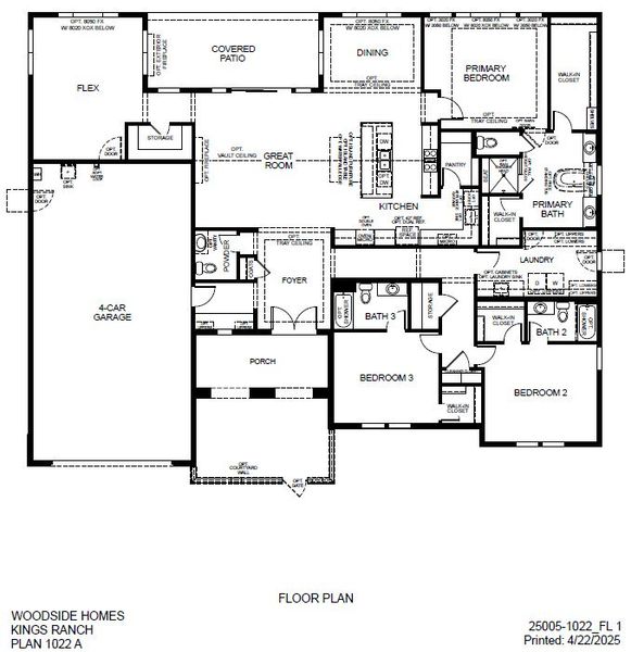 2D floor plan layout of this home in Estates at Kings Ranch, Gold Canyon, AZ (Image 4).