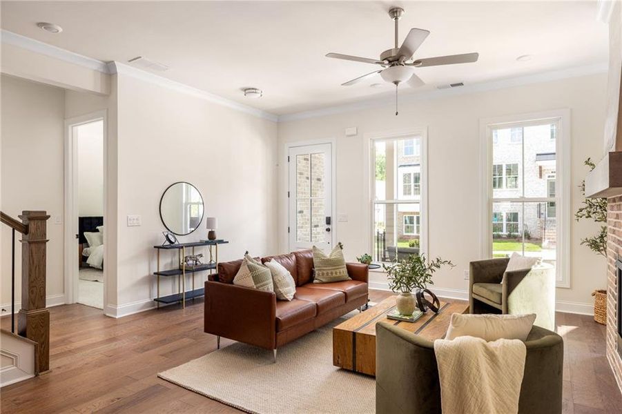 Furnished interior view inside a new home in Evanshire Single Family, Duluth (Image 34). Furnished interior view inside a new home in Evanshire Single Family, Duluth (Image 34).