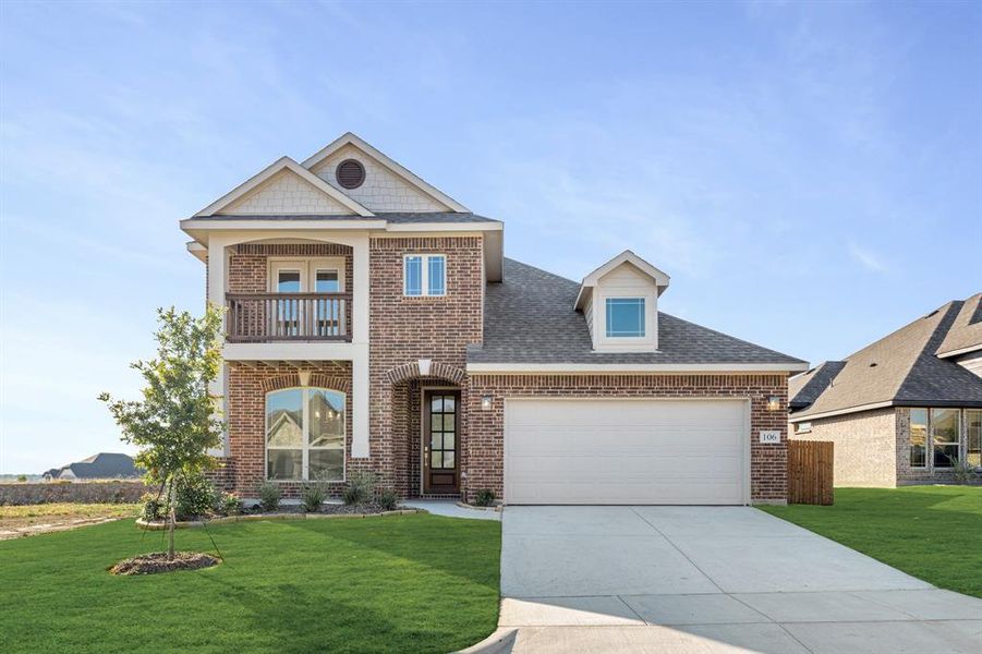 Front exterior of a new home in Arcadia Trails Classic 60, Balch Springs, TX, highlighting curb appeal (Image 2). Front exterior of a new home in Arcadia Trails Classic 60, Balch Springs, TX, highlighting curb appeal (Image 2).