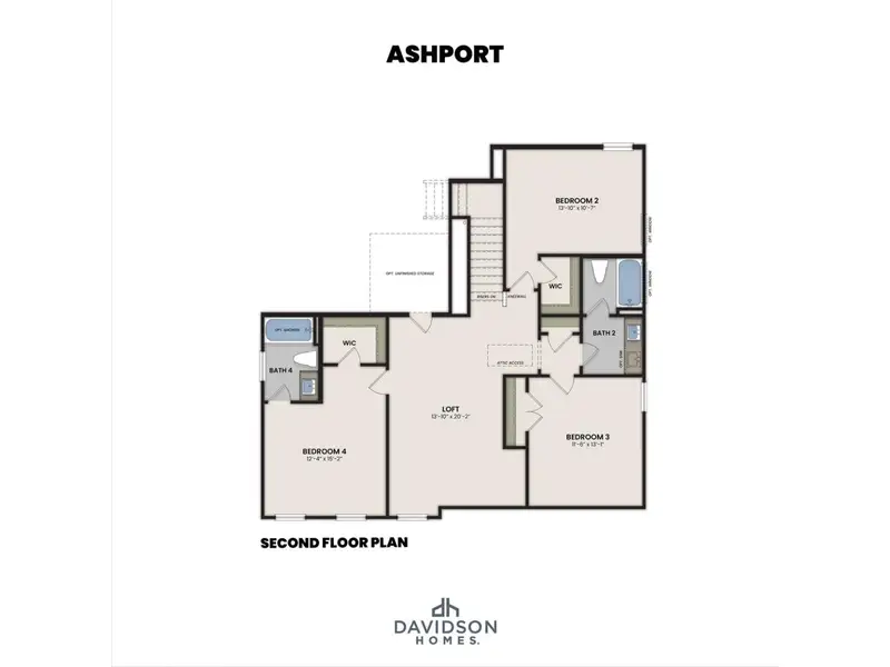 2D floor plan layout for the The Ashport G by Davidson Homes LLC in Fern Hollow, Buford, GA (Image 4). 2D floor plan layout for the The Ashport G by Davidson Homes LLC in Fern Hollow, Buford, GA (Image 4).