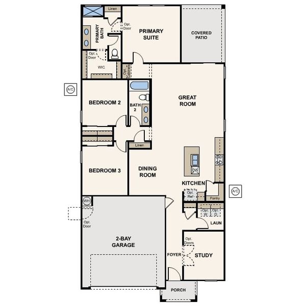 2D floor plan layout of this home in The Vistas Collection at Skyline Village, San Tan Valley, AZ (Image 3).
