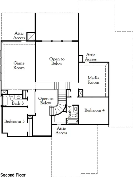 2D floor plan layout for the Huxley II by Coventry Homes in 6 Creeks, Kyle, TX (Image 4).
