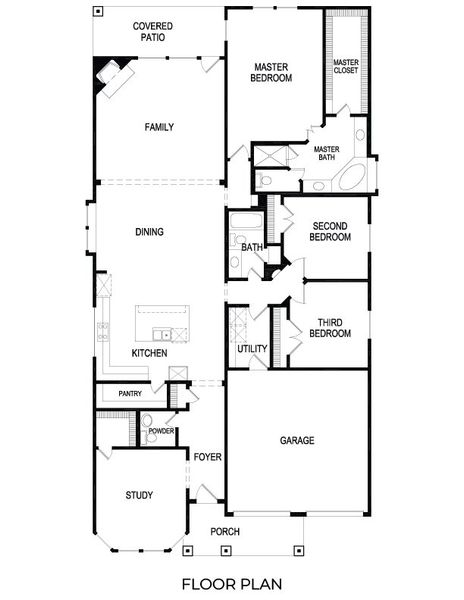 2D floor plan layout for the Abbey F by First Texas Homes in High Country, Burleson, TX (Image 2).