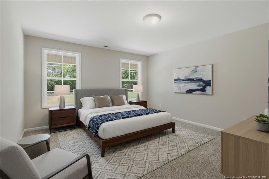 Master bedroom staged
