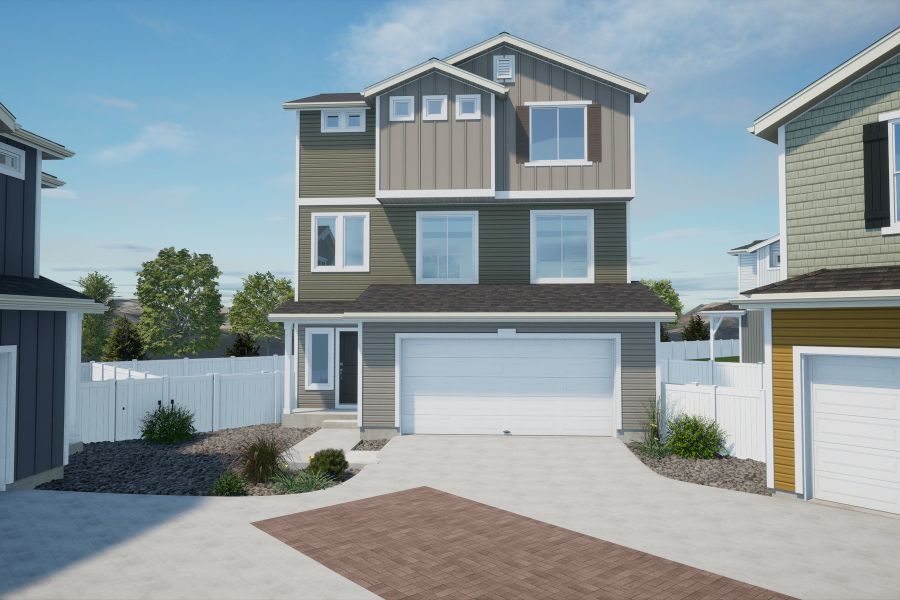 Front exterior of a new home in Banning Lewis Ranch - New Homes Colorado Springs, Colorado Springs, CO, highlighting curb appeal (Image 1). Front exterior of a new home in Banning Lewis Ranch - New Homes Colorado Springs, Colorado Springs, CO, highlighting curb appeal (Image 1).