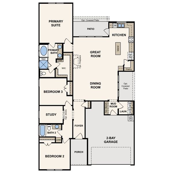 2D floor plan layout for the Piccadilly by Century Communities in Liberty Collection at Fulshear Lakes, Fulshear, TX (Image 3).
