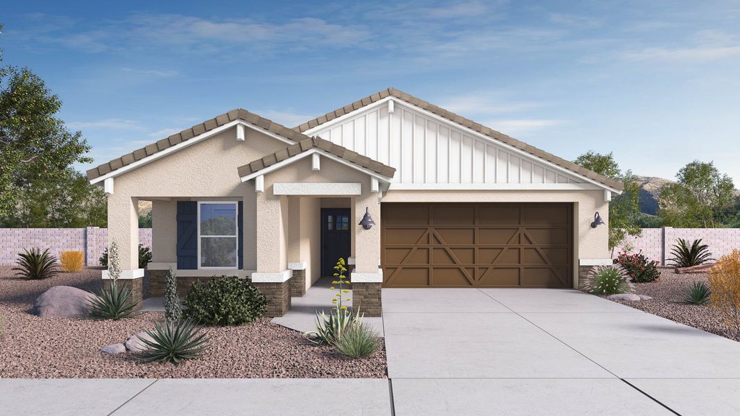 Representative exterior photo of a completed home built from the Easton by D.R. Horton in The Ridge at Stone Butte, Phoenix, AZ (Image 22).