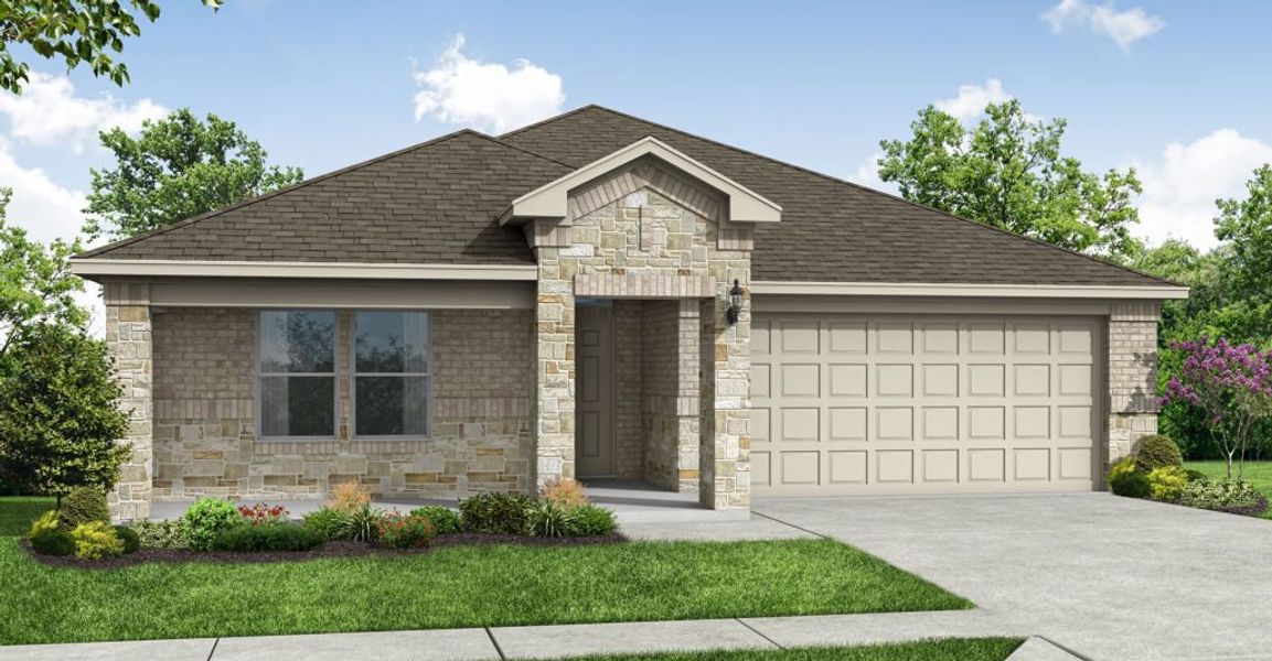 Front exterior of a new home in Baker Farms, Cleburne, TX, highlighting curb appeal (Image 1).