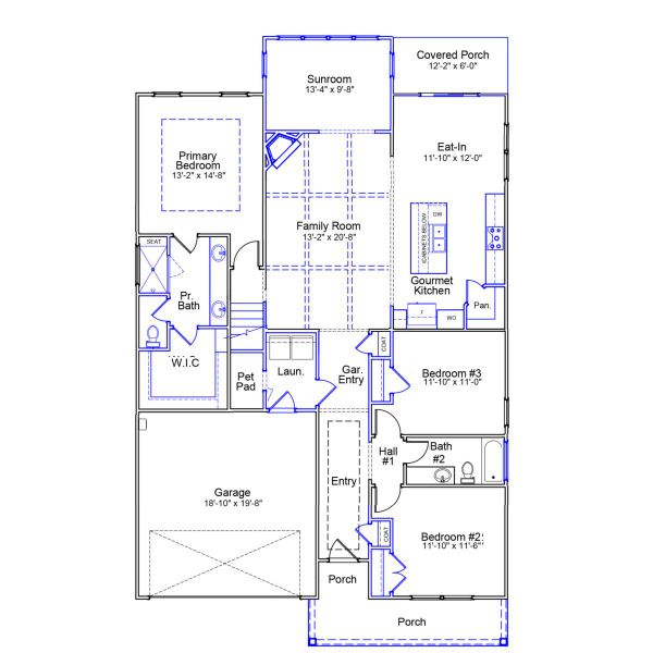 2D floor plan layout of this home in Scotts Hill Village, Wilmington, NC (Image 3).