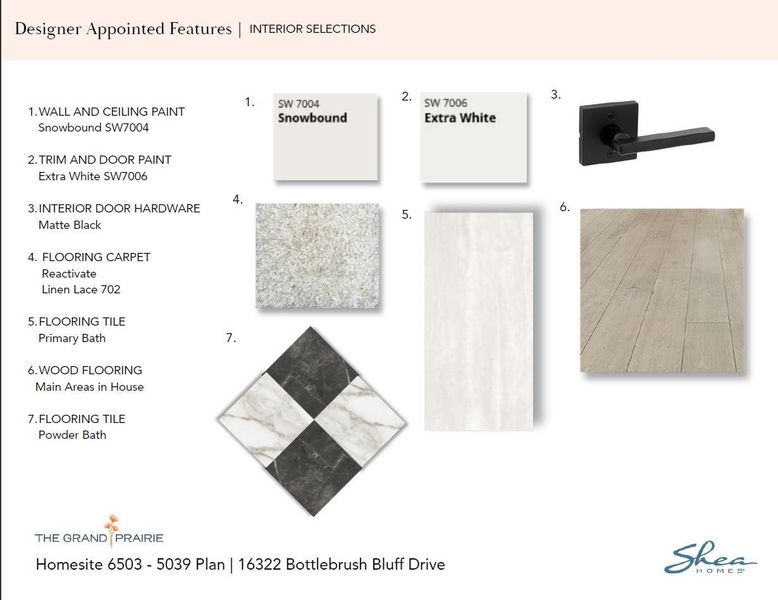 Sample of building materials used in homes in The Grand Prairie 60', Hockley (Image 5).