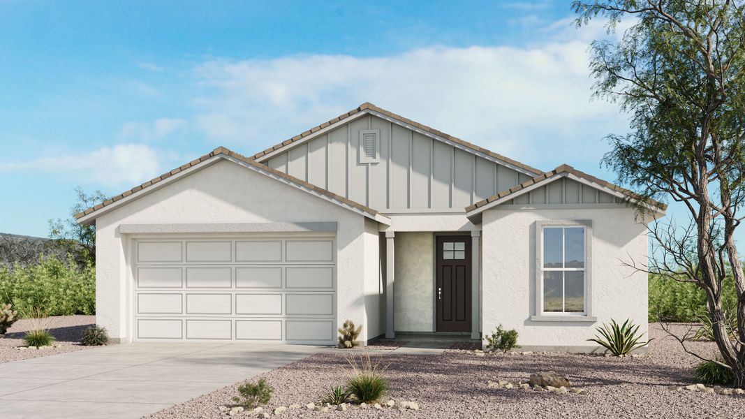 Representative exterior photo of a completed home built from the Regal by Taylor Morrison in Saddleback, Peoria, AZ (Image 3). Representative exterior photo of a completed home built from the Regal by Taylor Morrison in Saddleback, Peoria, AZ (Image 3).