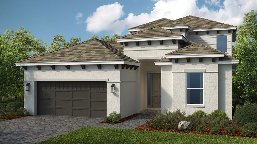 Representative exterior photo of a completed home built from the Genoa by Taylor Morrison in Coasterra Community Group Page, Palmetto, FL (Image 5).