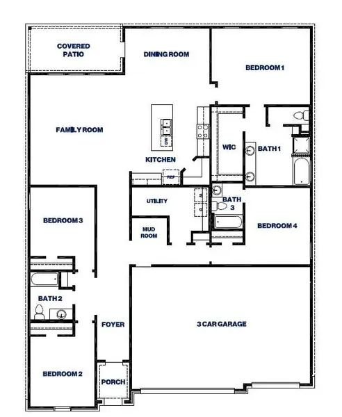 2D floor plan layout of this home in River Ranch Meadows, Dayton, TX (Image 3).