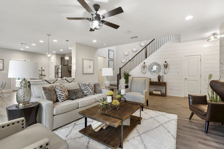 Representative furnished interior of a home built from the Houston by Pacesetter Homes in Village At Manor Commons, Manor (Image 12).