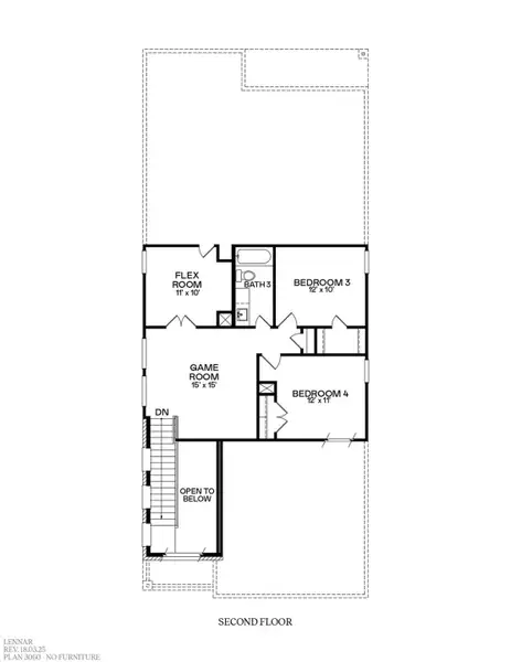 2D floor plan layout of this home in Oakberry Trails, Waller, TX (Image 2).
