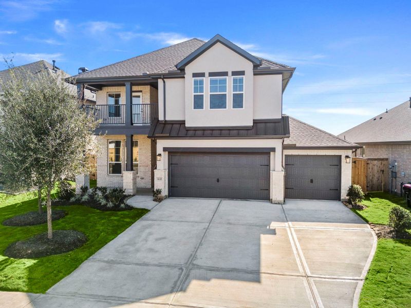 Front exterior of a new home in , Fulshear, TX, highlighting curb appeal (Image 23). Front exterior of a new home in , Fulshear, TX, highlighting curb appeal (Image 23).